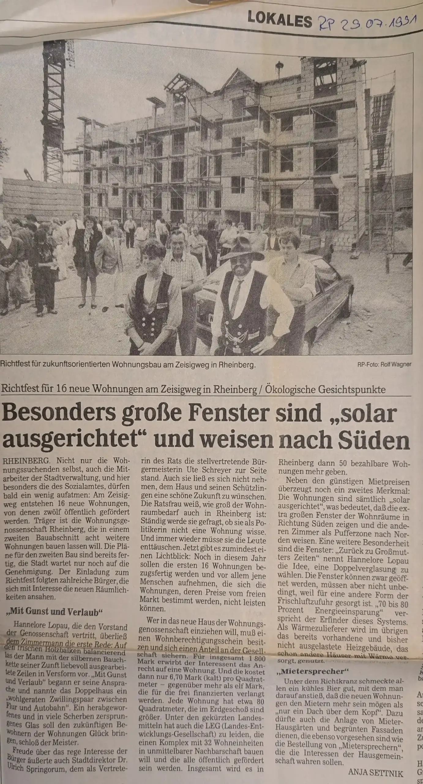 Zeitungsartikel von der Rheinischen Post 1991