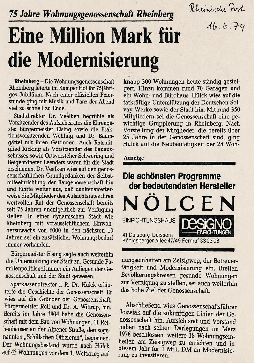 Lindenstr. 18-24 - Wohnungsgenossenschaft eG Rheinberg